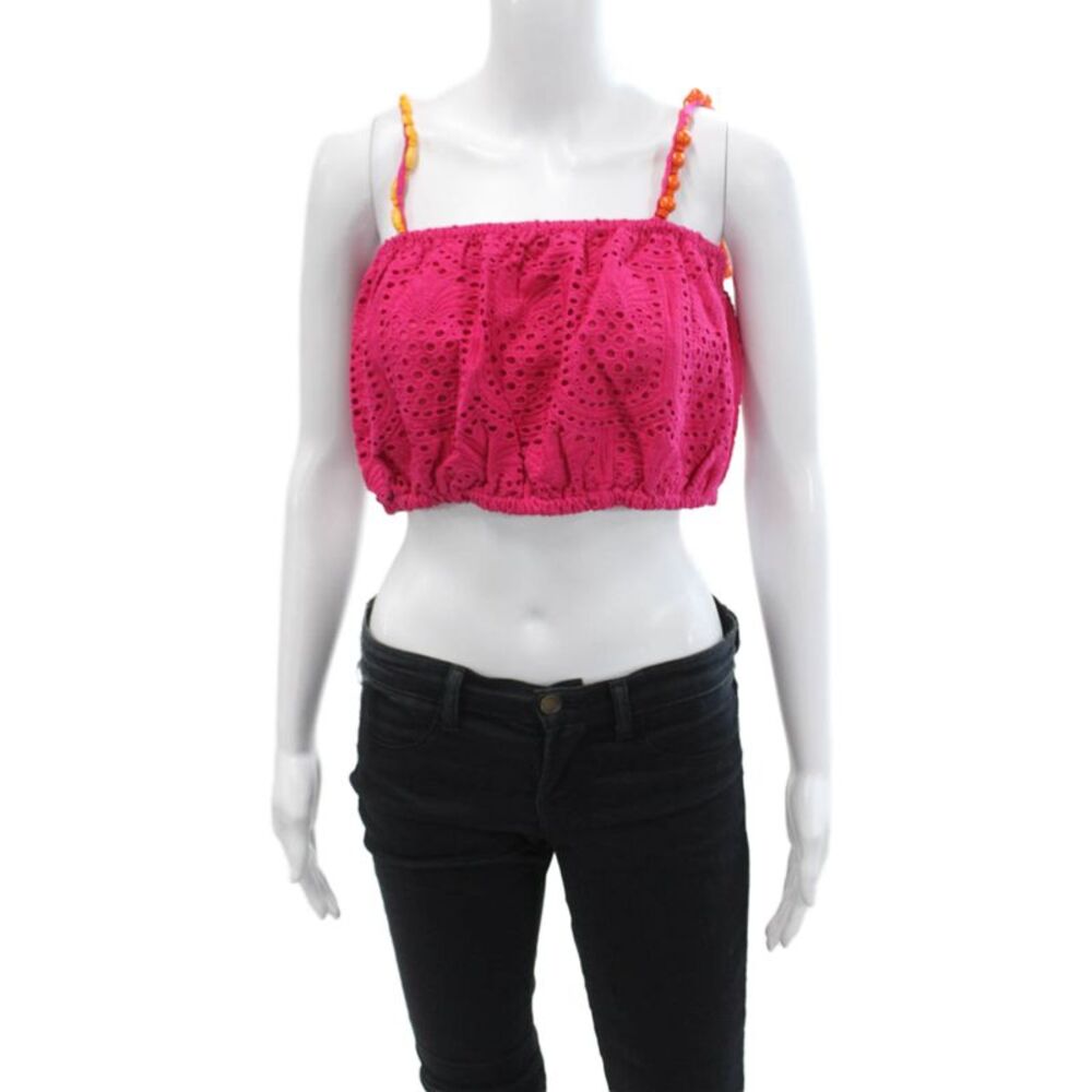 SUNDRESS Womens Ivana Top - Pineapple Eyelet Fuchsia Size L